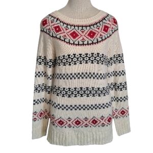 TALBOTS southwestern aztec knit sweater acrylic wool blend soft cabin comfort M